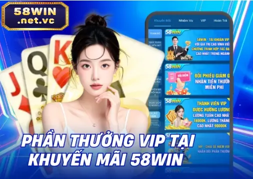 Phần thưởng VIP tại Khuyến Mãi 58Win